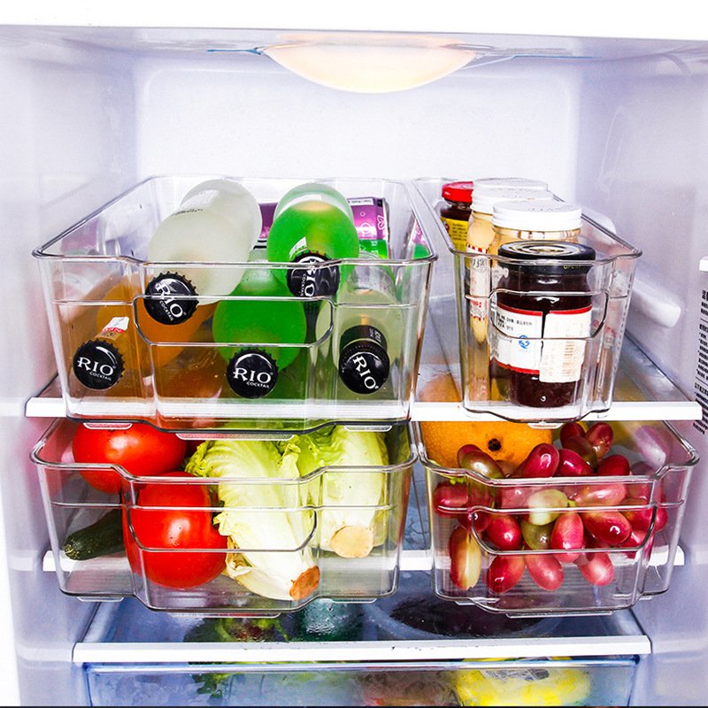 Plastic Food Storage Bins with Handle for Kitchen Refrigerator Freezer Cabinet Pantry Organization and Storage