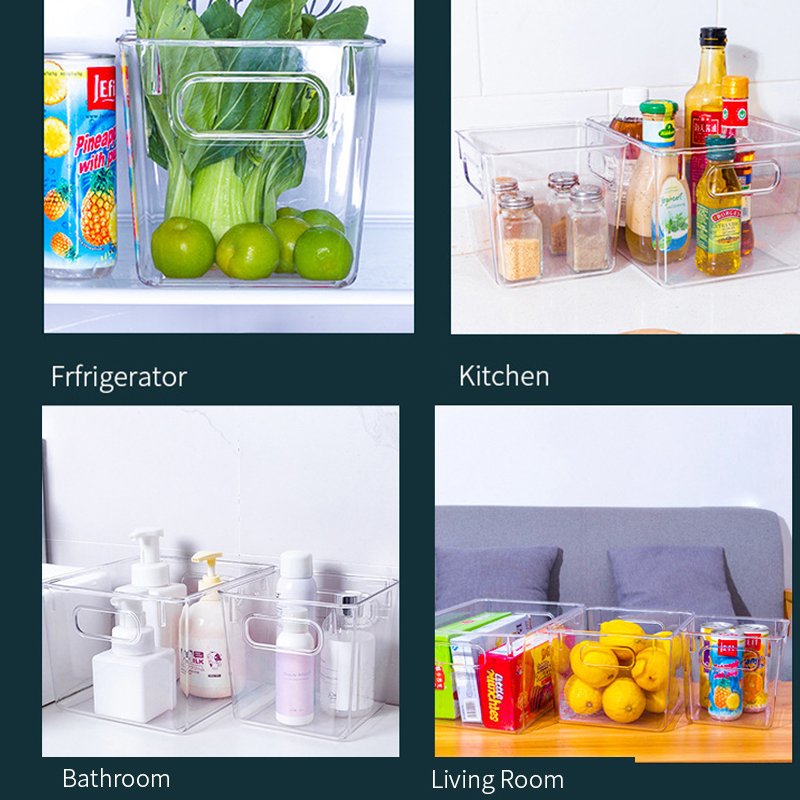 Plastic Food Storage Bins with Handle for Kitchen Refrigerator Freezer Cabinet Pantry Organization and Storage