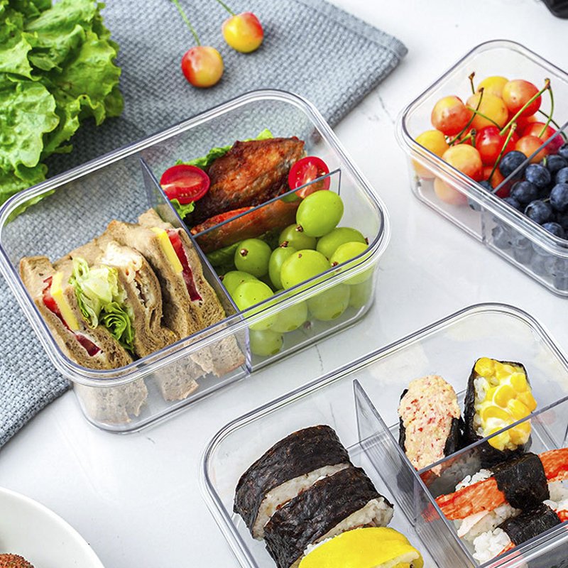 3 Compartments Durable Refrigerator Food Storage Container Lunch Box Refrigerator Crisper Food Storage Box with Airtight Lid