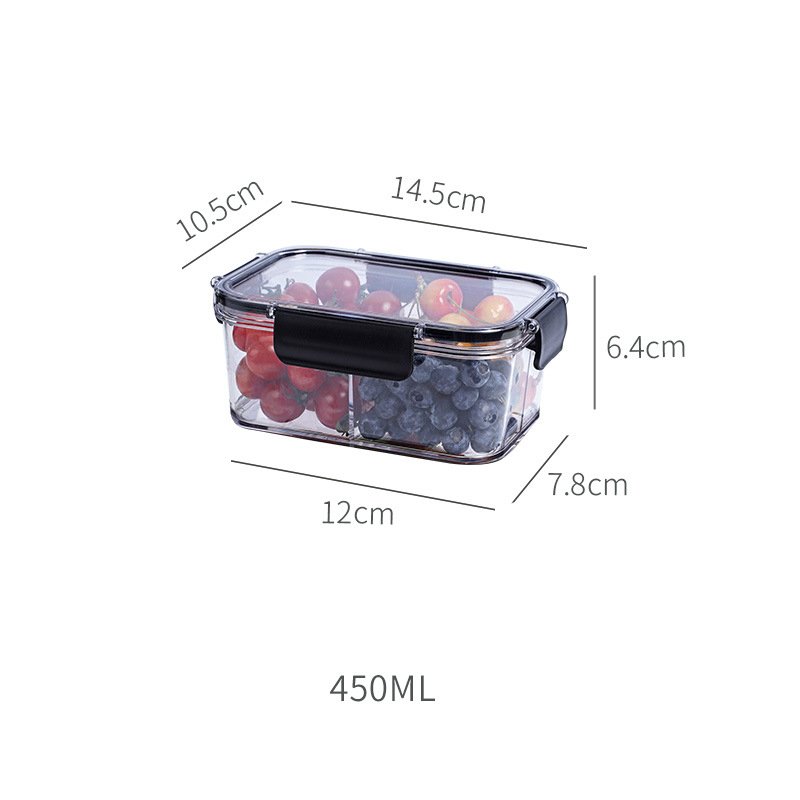3 Compartments Durable Refrigerator Food Storage Container Lunch Box Refrigerator Crisper Food Storage Box with Airtight Lid