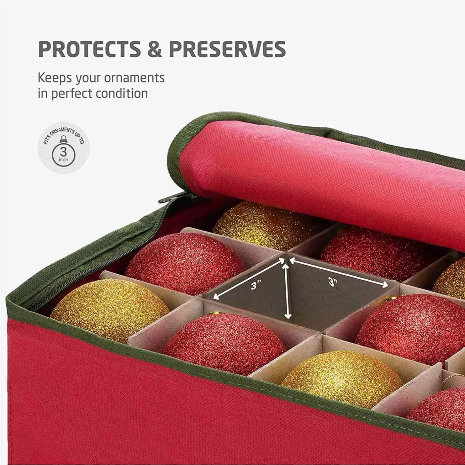 Xmas Decorations Storage Container Holiday Christmas128 Ornament Storage Box with Dual Zipper Closure