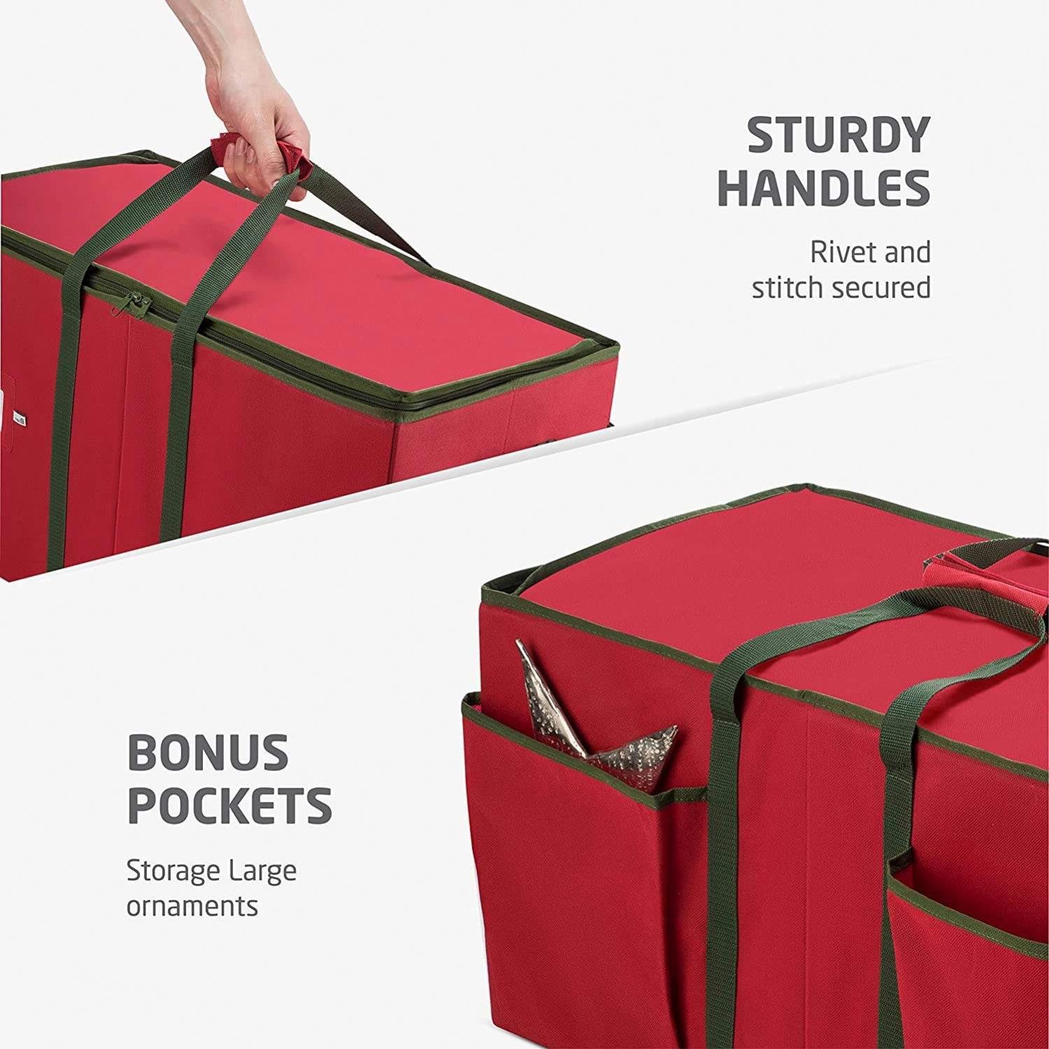 Xmas Decorations Storage Container Holiday Christmas128 Ornament Storage Box with Dual Zipper Closure