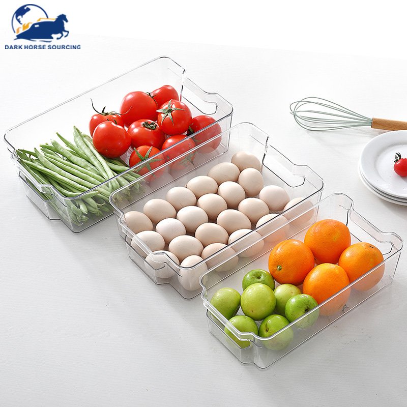 Refrigerator storage box set of plastic transparent food-grade organizing storage box with lid combination
