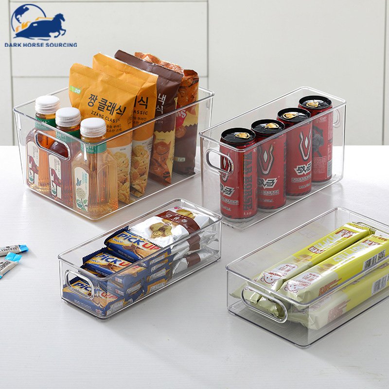 Refrigerator storage box set of plastic transparent food-grade organizing storage box with lid combination