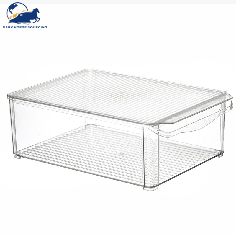 Refrigerator storage box set of plastic transparent food-grade organizing storage box with lid combination