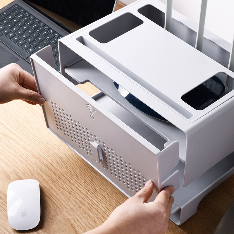 Desktop Socket Plastic Cable Modern Simple White Router Wifi Wireless Storage Box