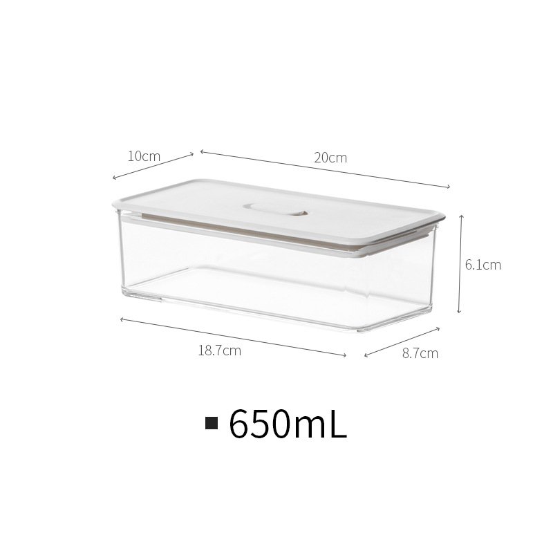 Kitchen Food Storage Box Refrigerator Organizer Fresh-keeping Freezer Safe White Plastic Container Airtight Crisper