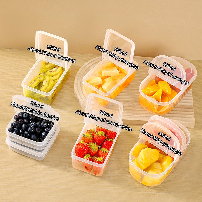 650ml/500ml/250ml Portable transparent food storage box fruit crisper with Collapsible lid refrigerator keep fresh box