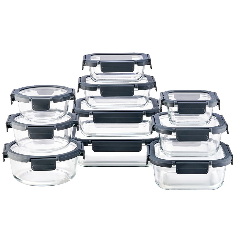Linuo Airtight Food Storage High Borosilicate Glass Crisper Lunch Box Glass Meal Containers With Glass Lids