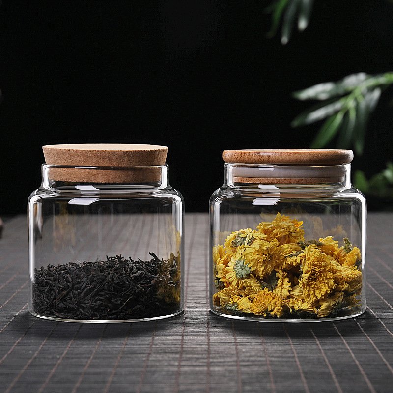 Factory manufacturers hermetic 500 ml glass jar with cork top lid