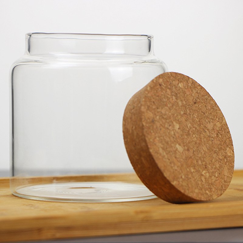 Factory manufacturers hermetic 500 ml glass jar with cork top lid