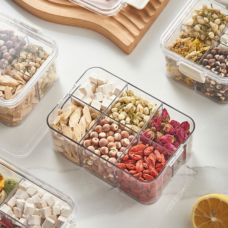 Hot selling Transparent Plastic Airtight Kitchen Food Storage Container Set with Lids For Cereal Spices Snack