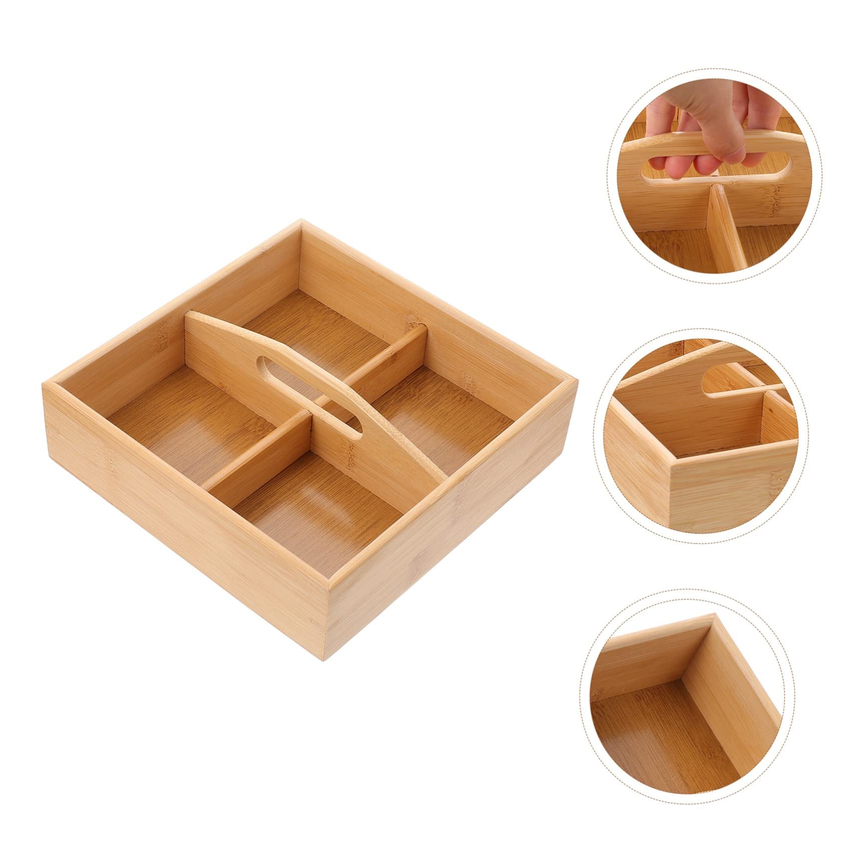 Harmony Hot Selling Spot Wooden Dried Fruit Nan Wooden Handheld Divided Four Grid Candy Storage Box Dry Fruit Box