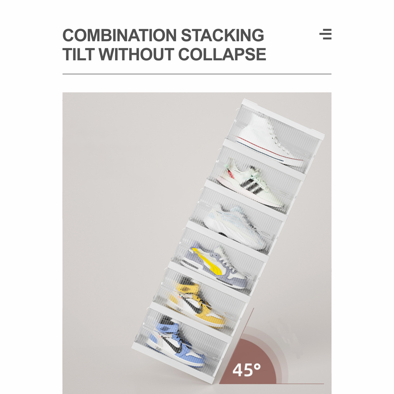 Shoe Display box Plastic Stackable Foldable Organizer Container Box Clear Collapsible Basketball Shoe Sneaker Storage Box