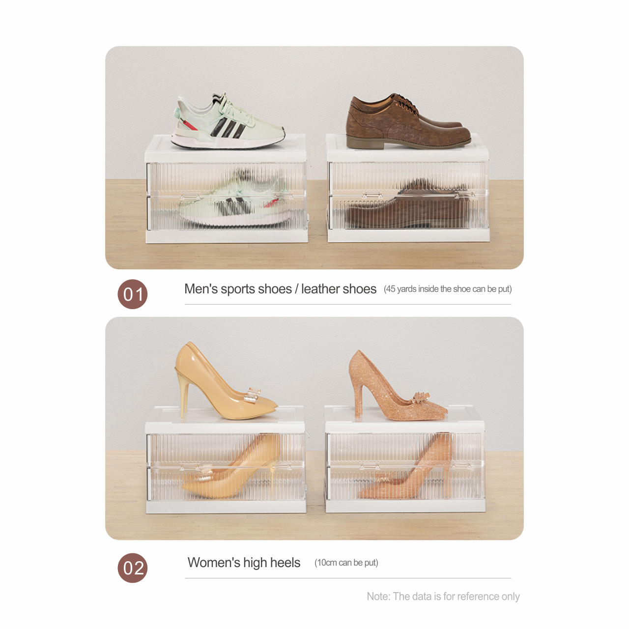 Shoe Display box Plastic Stackable Foldable Organizer Container Box Clear Collapsible Basketball Shoe Sneaker Storage Box