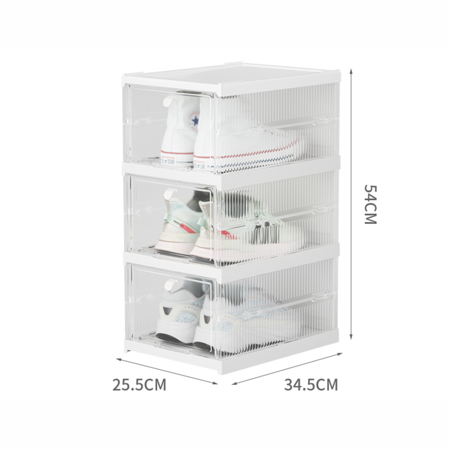 Shoe Display box Plastic Stackable Foldable Organizer Container Box Clear Collapsible Basketball Shoe Sneaker Storage Box
