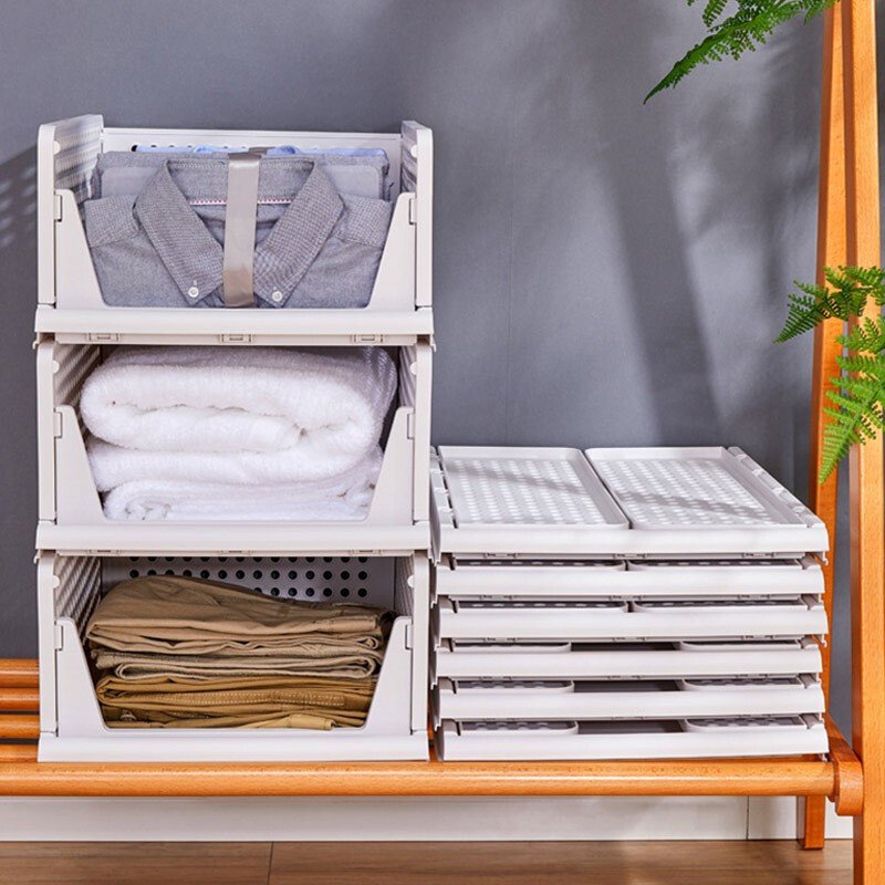 Popular Stackable Folding Basket For Clothes Plastic Storage Box