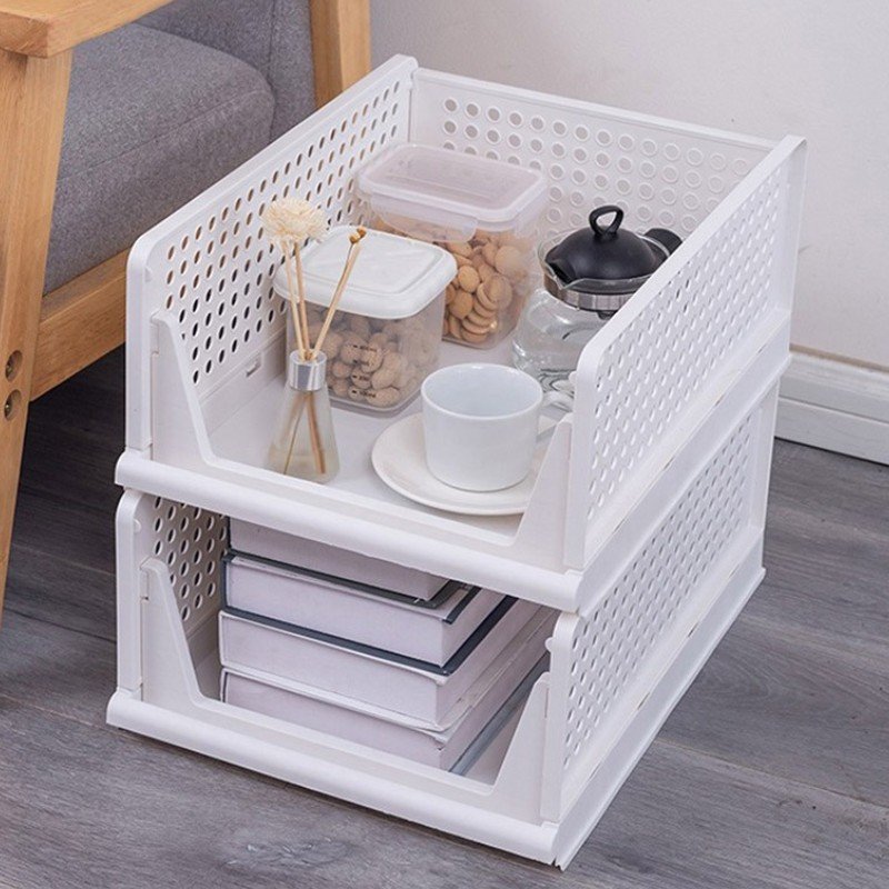 Popular Stackable Folding Basket For Clothes Plastic Storage Box