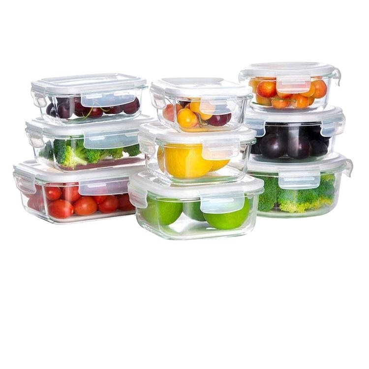 Airtight Glass Meal Prep Containers Food Storage Container microwave Glass Lunch Box with Lid