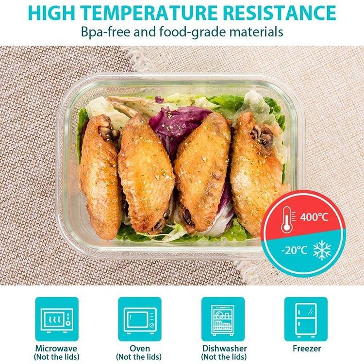 Airtight Glass Meal Prep Containers Food Storage Container microwave Glass Lunch Box with Lid