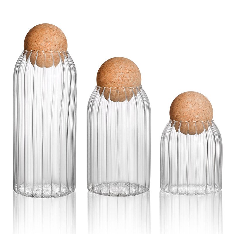 Wholesale Hot Sale 500ml 800ml1200ml 1500ml Transparent Borosilicate Food Storage Bottles Glass Jar With Cork Ball Stopper