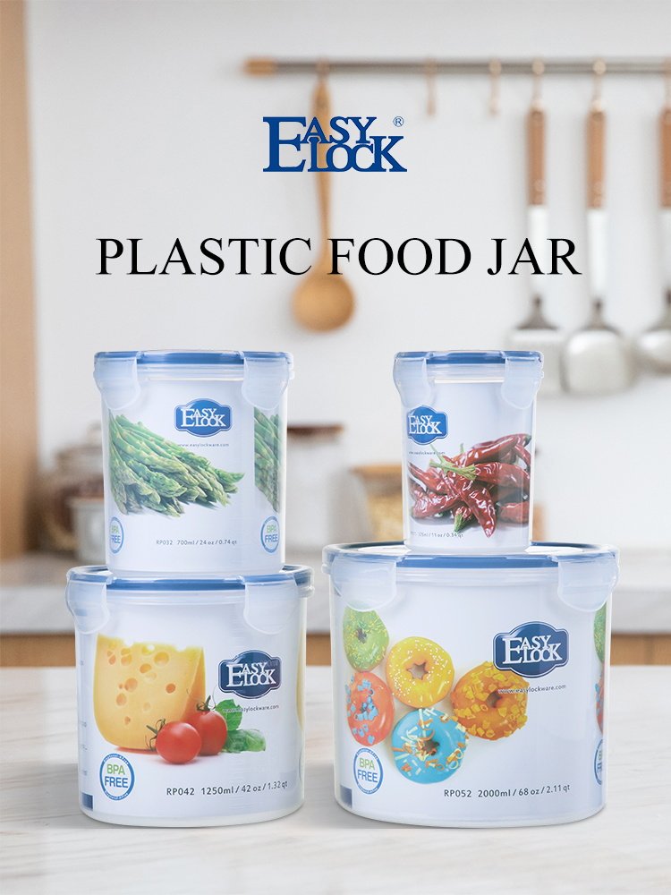 Custom Cereal Cylinder Air Tight Clear Airtight Plastic Jar Set for Kitchen Bottles Pet Food Storage Container Box with Lid