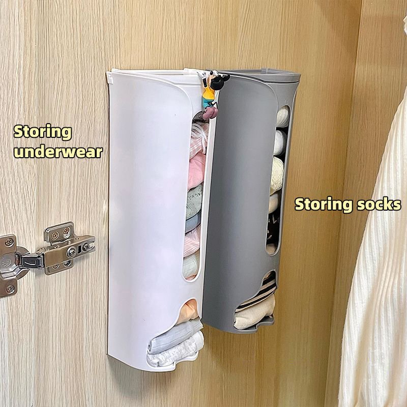 Wall Mounted Underwear Organizer Box Panties Socks Storage Closet Garbage Bag Dispenser