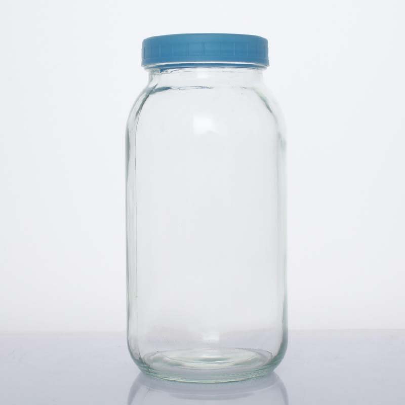 Empty 2L 2000ml glass mason jar round food container storage bottles canning jar pickles honey jam glass jar with plastic lid