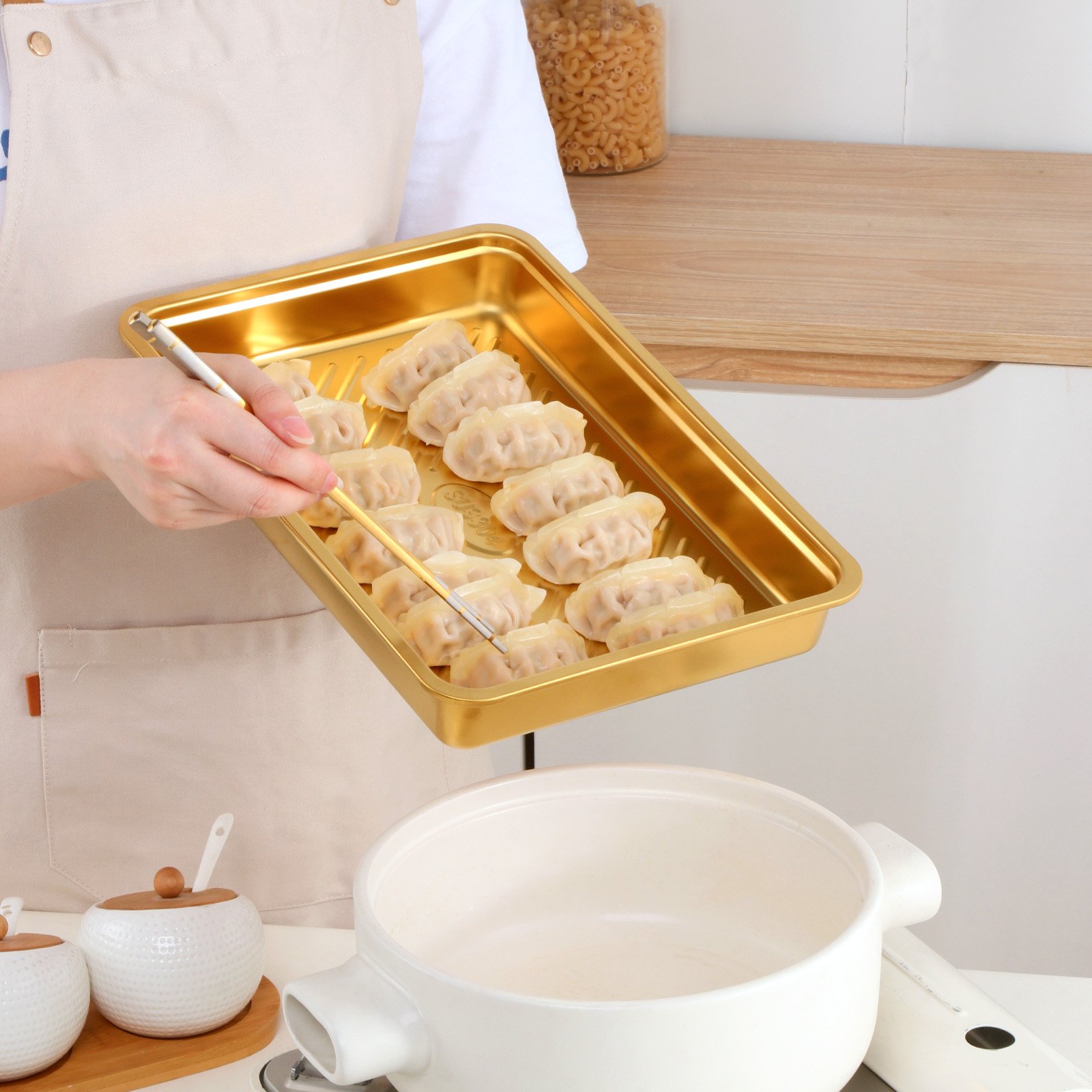 Buyerstar SUS 304 Refrigerator Kitchen Food Storage Box Quick Frozen Dumpling Box Fresh-keeping Box For Wonton