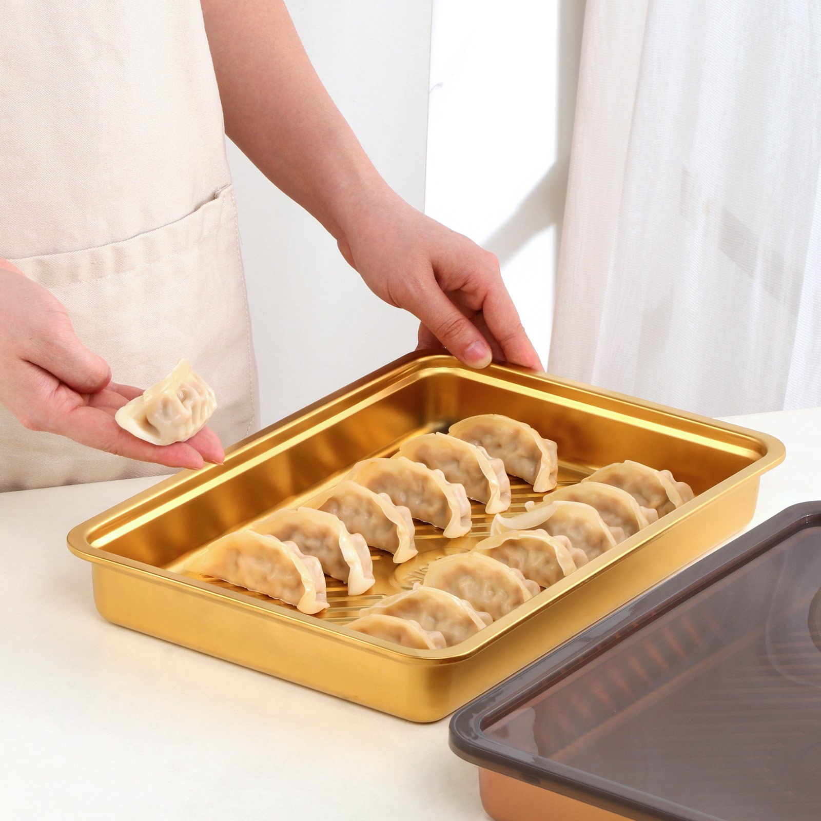 Buyerstar SUS 304 Refrigerator Kitchen Food Storage Box Quick Frozen Dumpling Box Fresh-keeping Box For Wonton