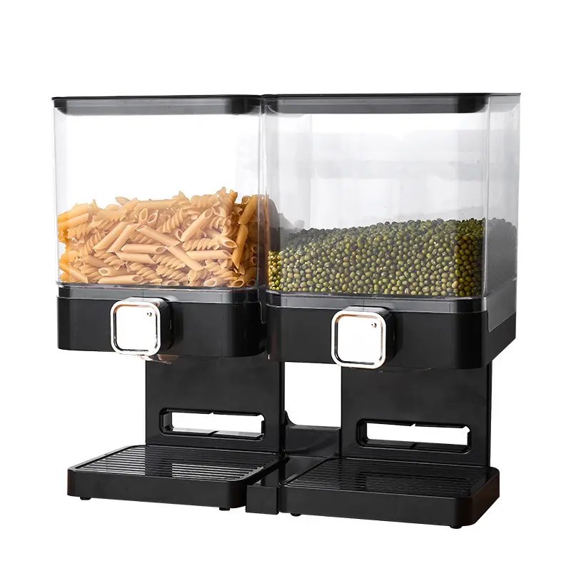 2 in 1 square double bucket oat storage box Sealed multigrain storage tank Kitchen snack cereal dispenser