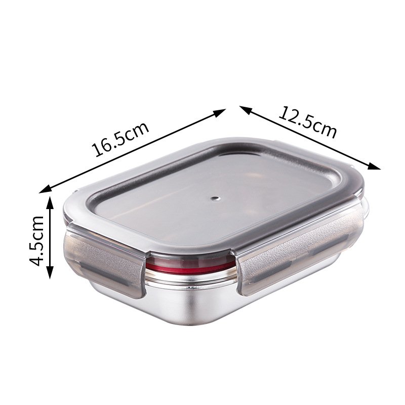 304 Stainless Steel Bento Lunch Box Sealed Fresh-keeping Box Refrigeration Outdoor Cooking Food Container Kitchen Storage Box