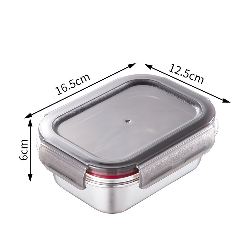 304 Stainless Steel Bento Lunch Box Sealed Fresh-keeping Box Refrigeration Outdoor Cooking Food Container Kitchen Storage Box