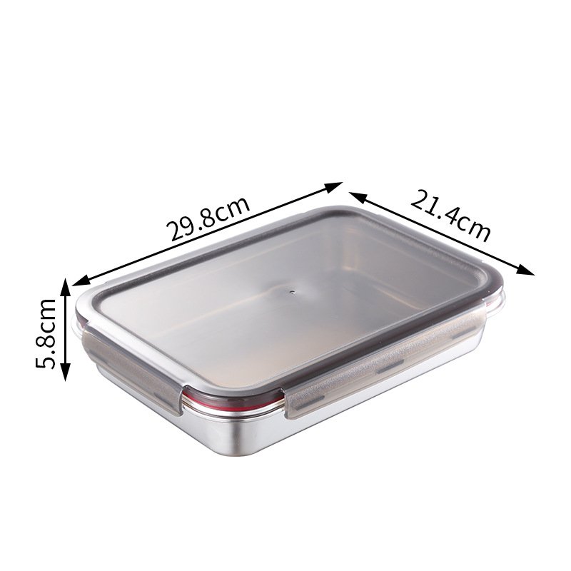304 Stainless Steel Bento Lunch Box Sealed Fresh-keeping Box Refrigeration Outdoor Cooking Food Container Kitchen Storage Box