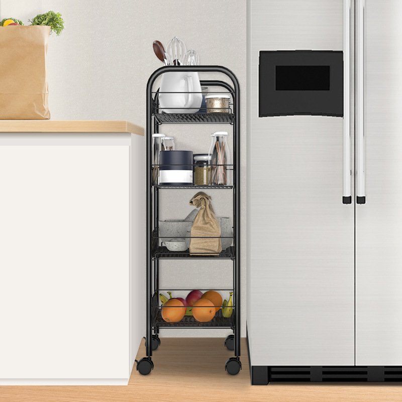 Rotating Storage Baskets Rack Stackable Metal Kitchen Organizer Cube Fruit Vegetable Organizer Trolley Cart Storage Shelf