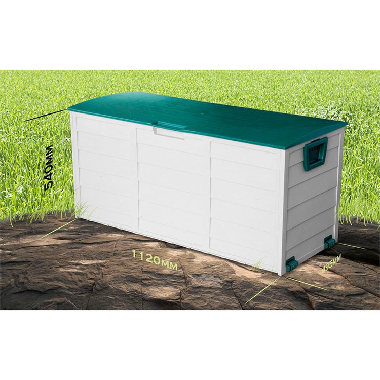 Good Price 77 Gallon 290L Built in Wheel Large Patio Bench Shed Cabinet Container Waterproof Custom Garden Outdoor Storage Box