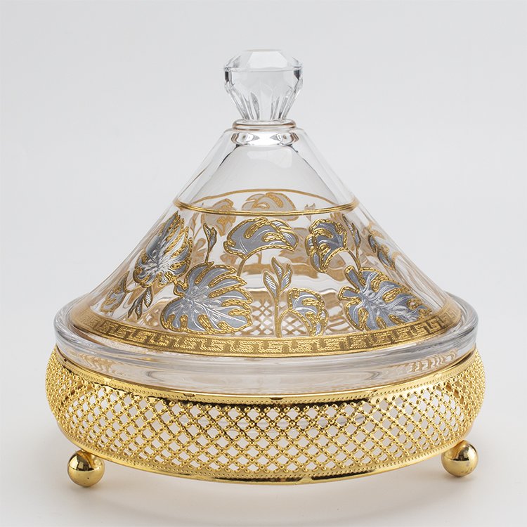 Arabic style Food Storage Glass Custom Glass Tajine Moroccan Tajine