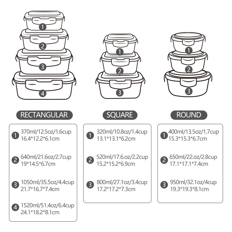 IKOO reusable microwave safe glass meal prep supplier vacuum sealed food storage containers