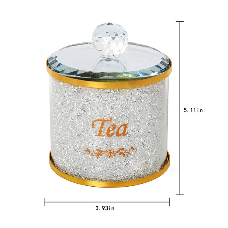Newest Modern Airtight Crystal Gold Coffee Food Storage Bottle With Lid Glass Tea Sugar Candy Storage Jar Set