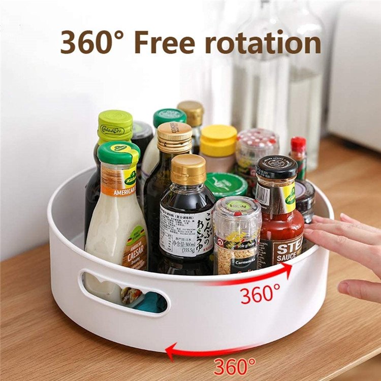 Factory Wholesale 360 Rotating Turntable Kitchen Cabinet Plastic Food Storage Container Condiments Spice Jar Organizer