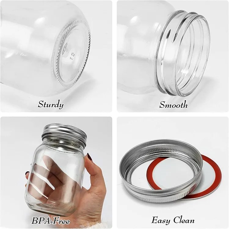 150ml 500ml 1000ml Round Glass Empty Mason Jar food Storage Jars with Silver Metal Lid For Canning Food