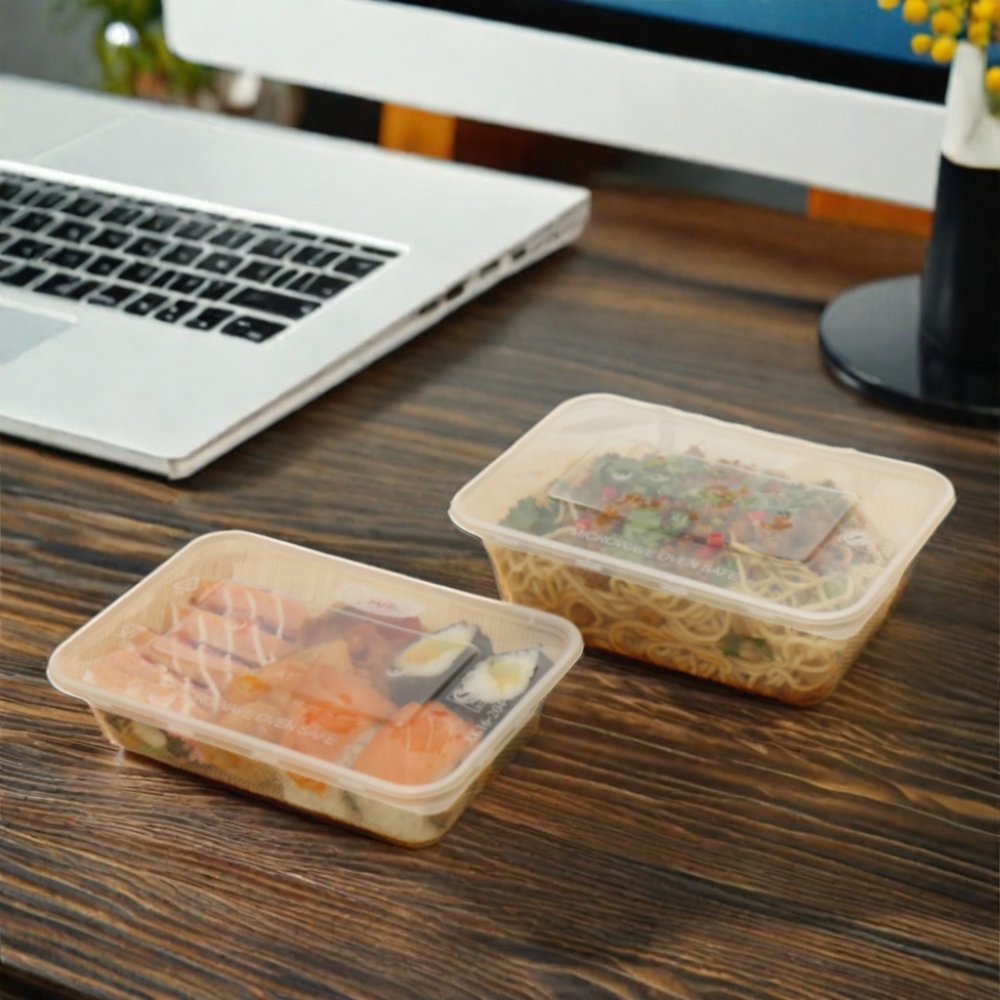 500ml Disposable Rectangular Plastic PP Material Food Storage Box Eco-Friendly Dishwasher Safe for Lunch Packing Includes Lids