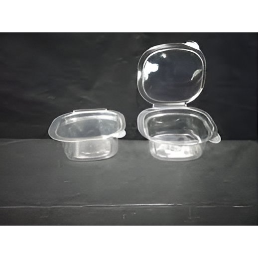 40ml Clear PET Hinged Rectangle Cup - Disposable Food Storage Container