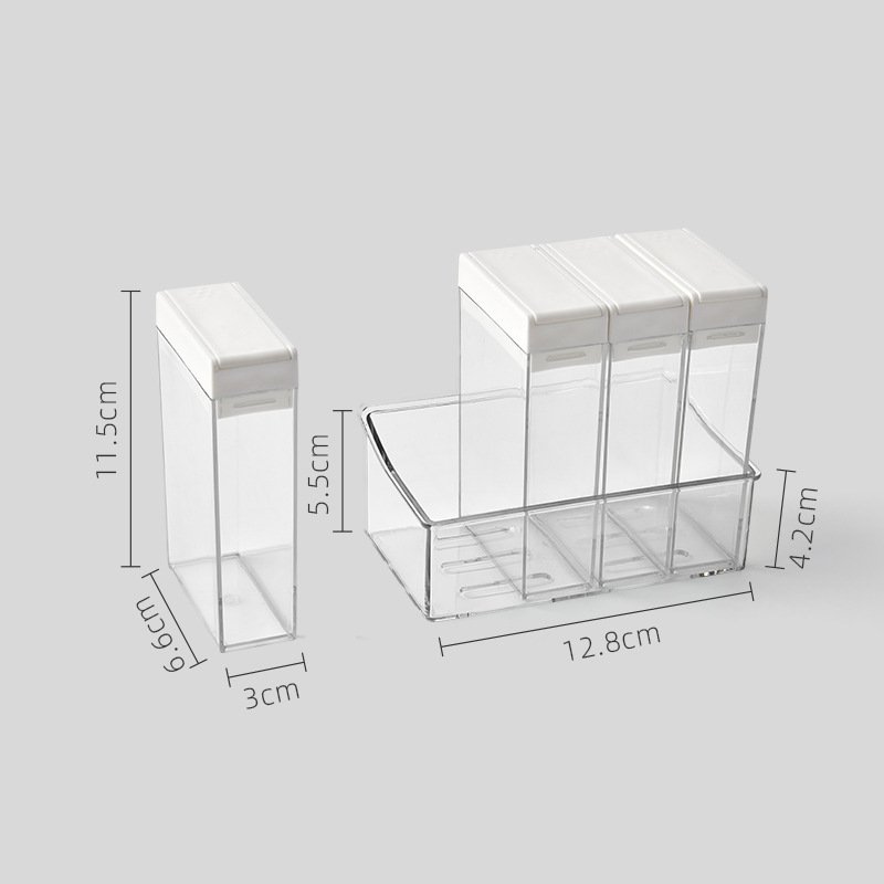 Transparent Storage Containers 4 Pieces Spice Shaker Jars Plastic Seasoning Shaker Box Set with Lid