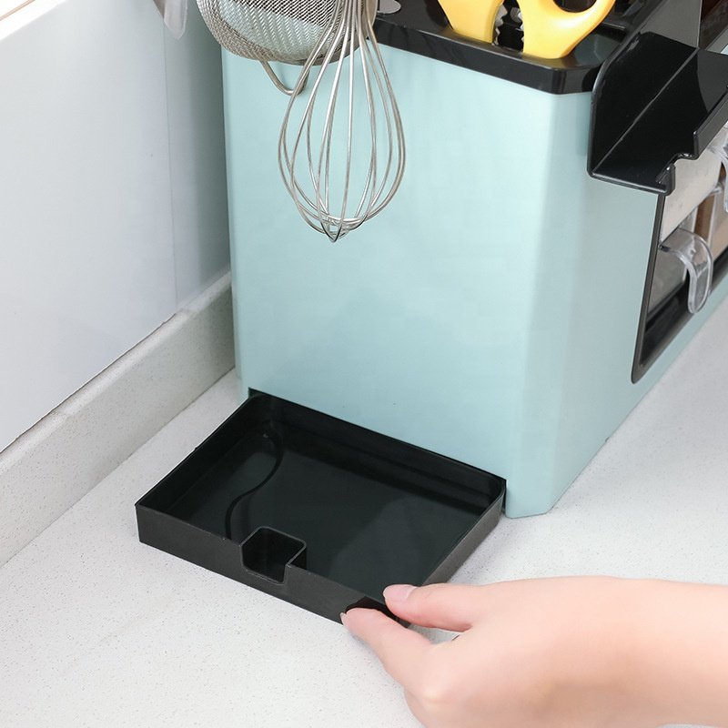 Kitchen Shelf Spice Rack Knife Holder Seasoning Jar with Mobile Phone Holder Kitchen Tools Multifunction Chopsticks Storage Box
