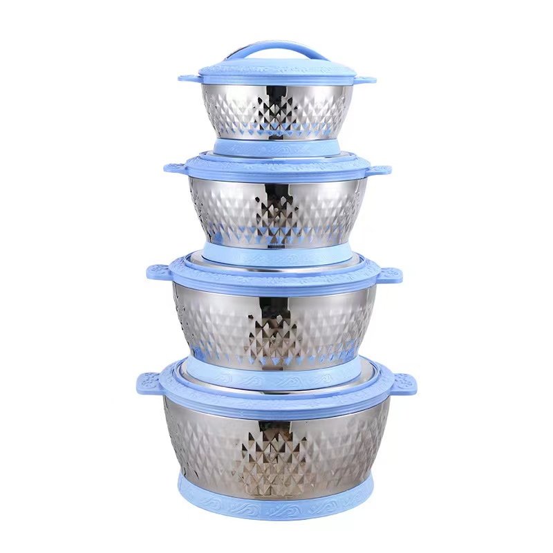 Heat Preservation Big Capacity 4pcs Insulated Hot Pot Casserole Set 2.5L+4.5L+6.5L+10L Food Storage Container Set