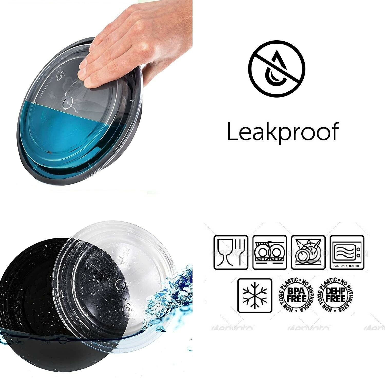 Best selling 48oz 9'' Round Container Microwaveable Safety Plastic PP Food Container Food Storage Box Lunch Box