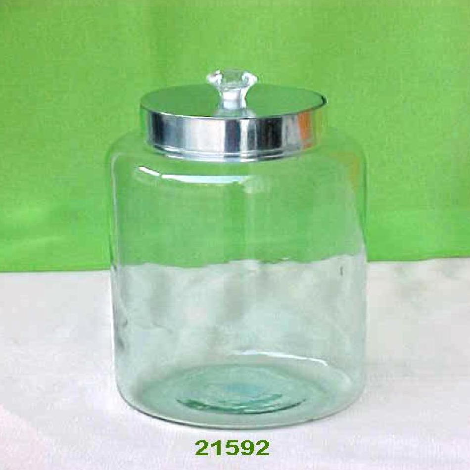 Glass Candy Jar Food Storage Container with Metal Lid