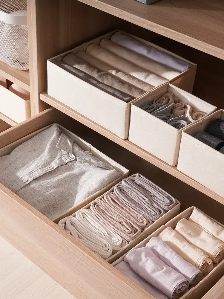 Portable Wardrobe Clothes Organizer Cotton And Linen Fabric Storage Box Wardrobe Organizer For Clothes