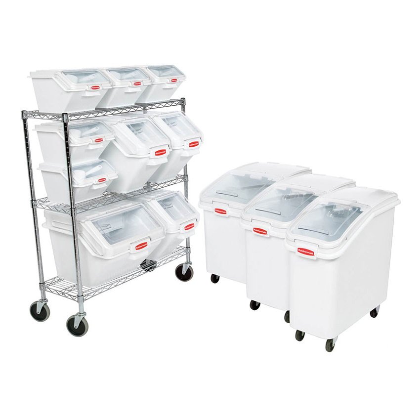 Multifunction Rectangle 10L 24L 47L 81L 102L 120L Kitchen Plastic Ingredient Bin Movable Storage Flour Bins